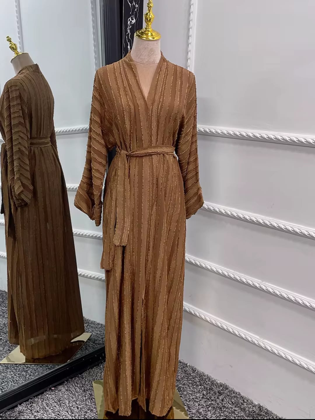 Brown Kimono Open Abaya